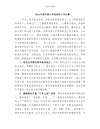 2024年团市委工作总结和工作打算