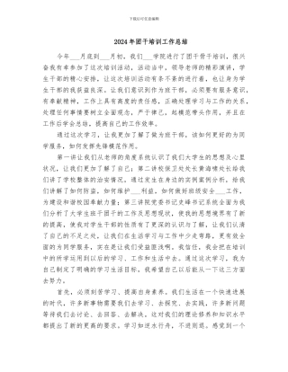 2024年团干培训工作总结