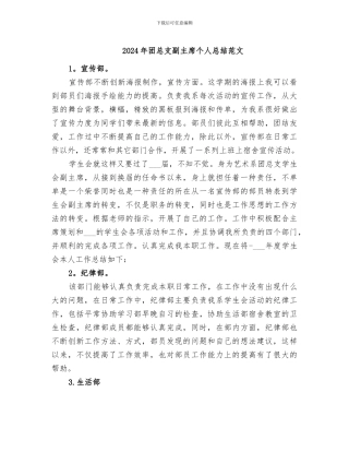 2024年团总支副主席个人总结范文