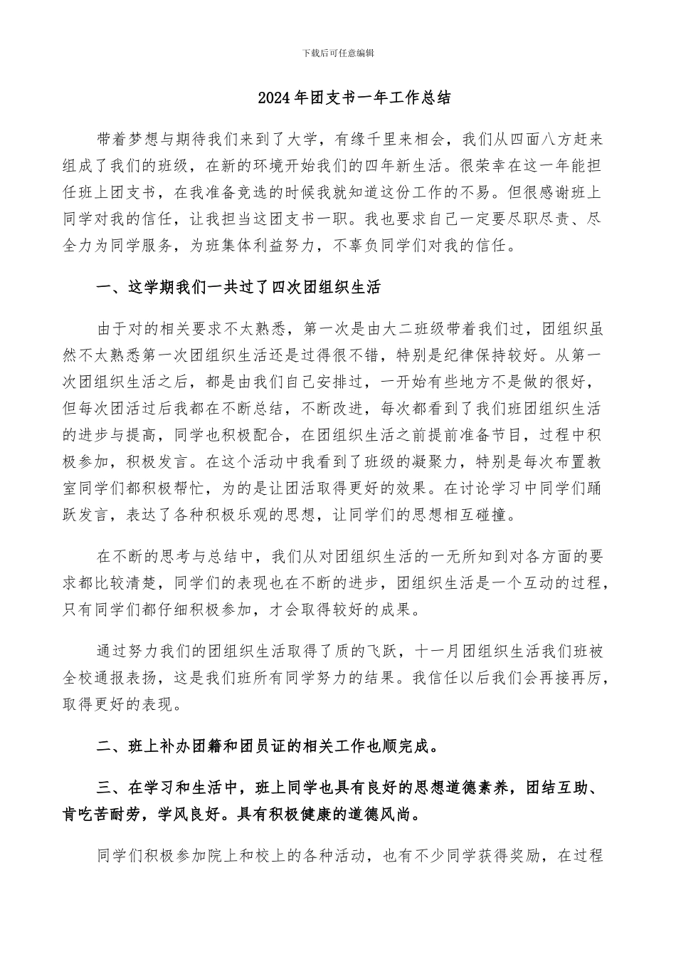 2024年团支书一年工作总结_第1页