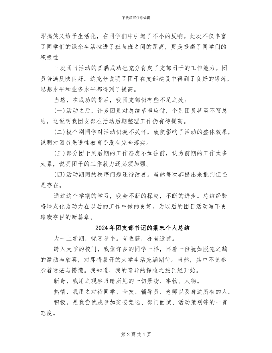 2024年团支部书记的年终工作总结_第2页