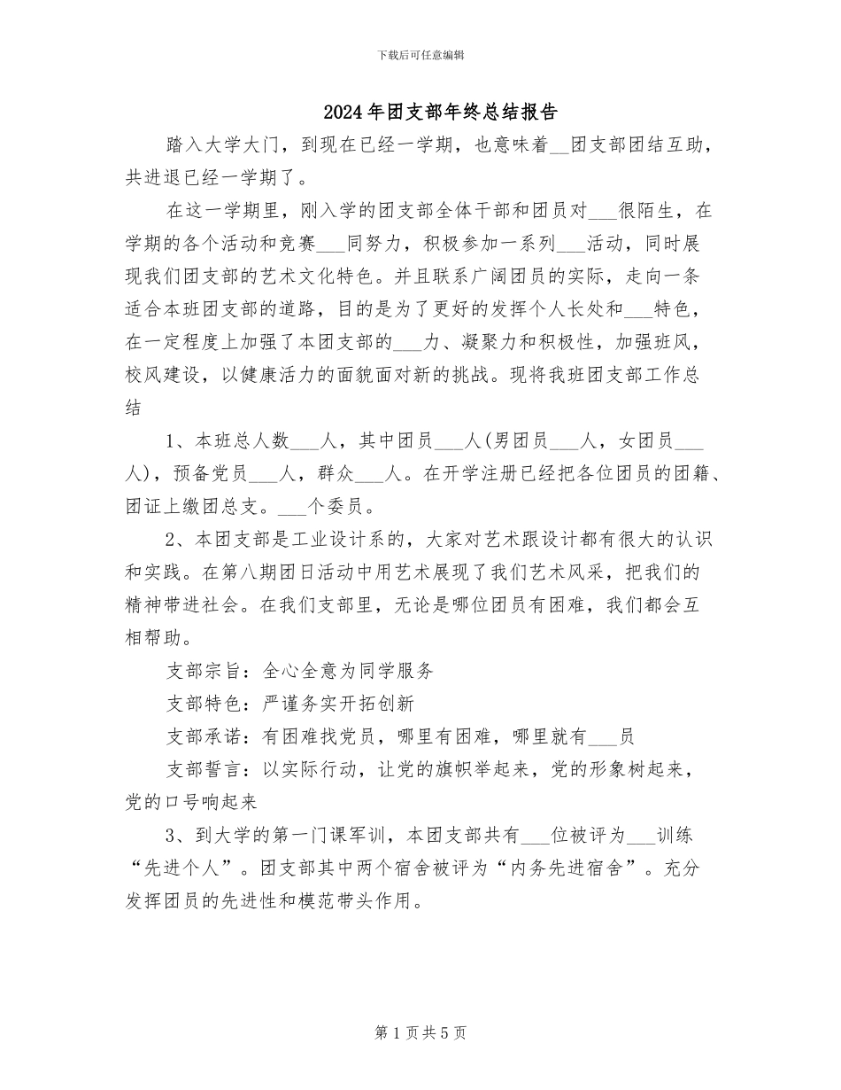 2024年团支部年终总结报告_第1页