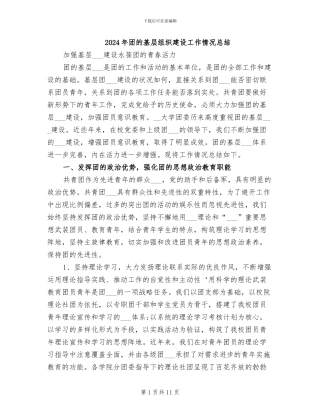 2024年团的基层组织建设工作情况总结