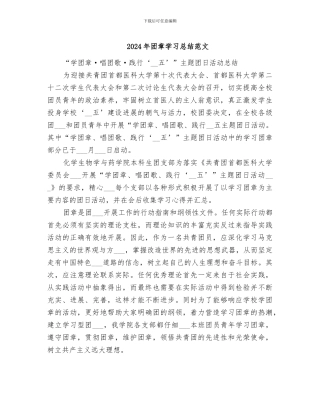 2024年团章学习总结范文