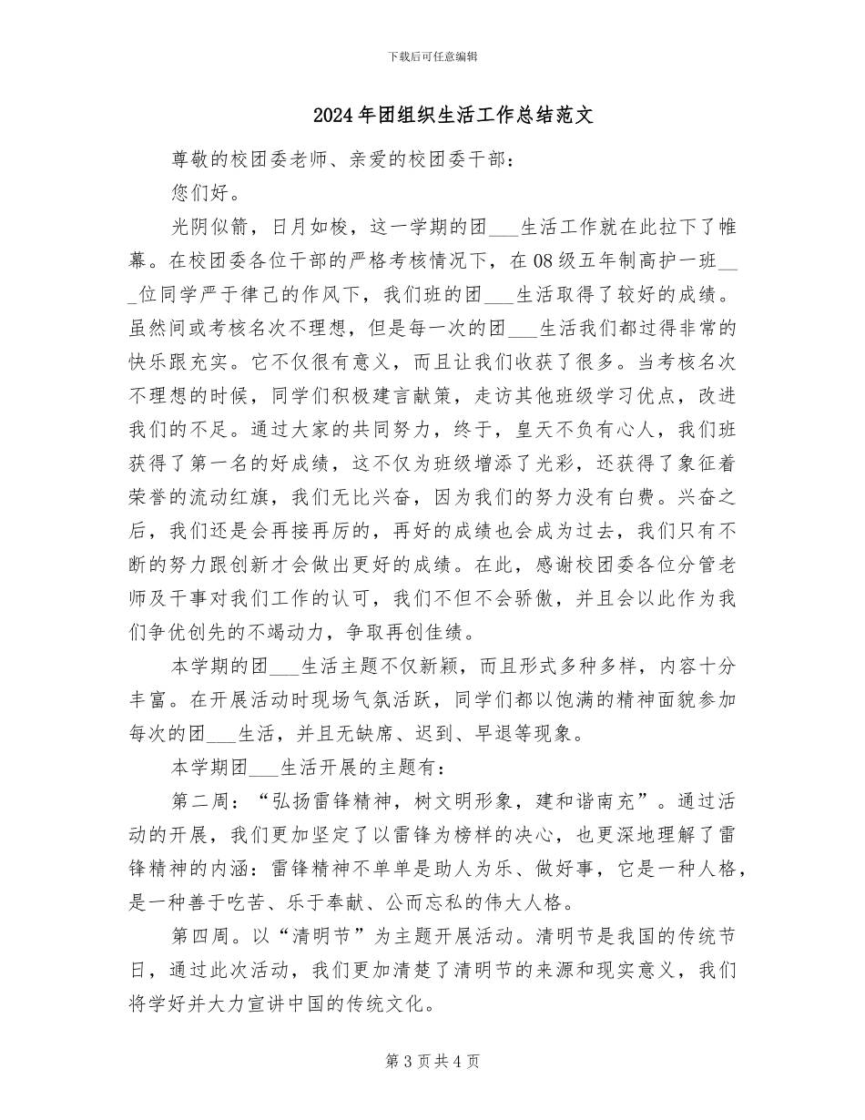 2024年团组织生活工作总结_第3页