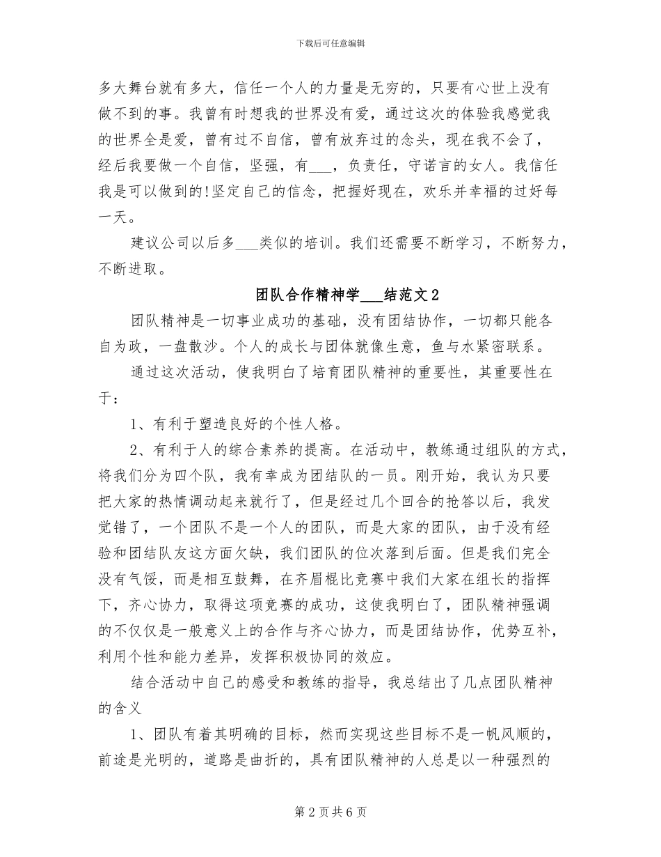 2024年团队合作精神学习总结_第2页