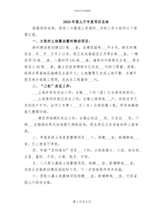 2024年国土厅年度项目总结