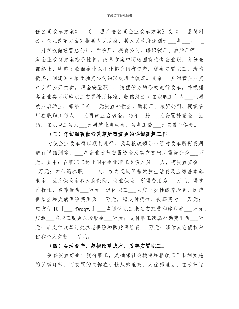 2024年国有粮食购销企业改革总结范文_第3页