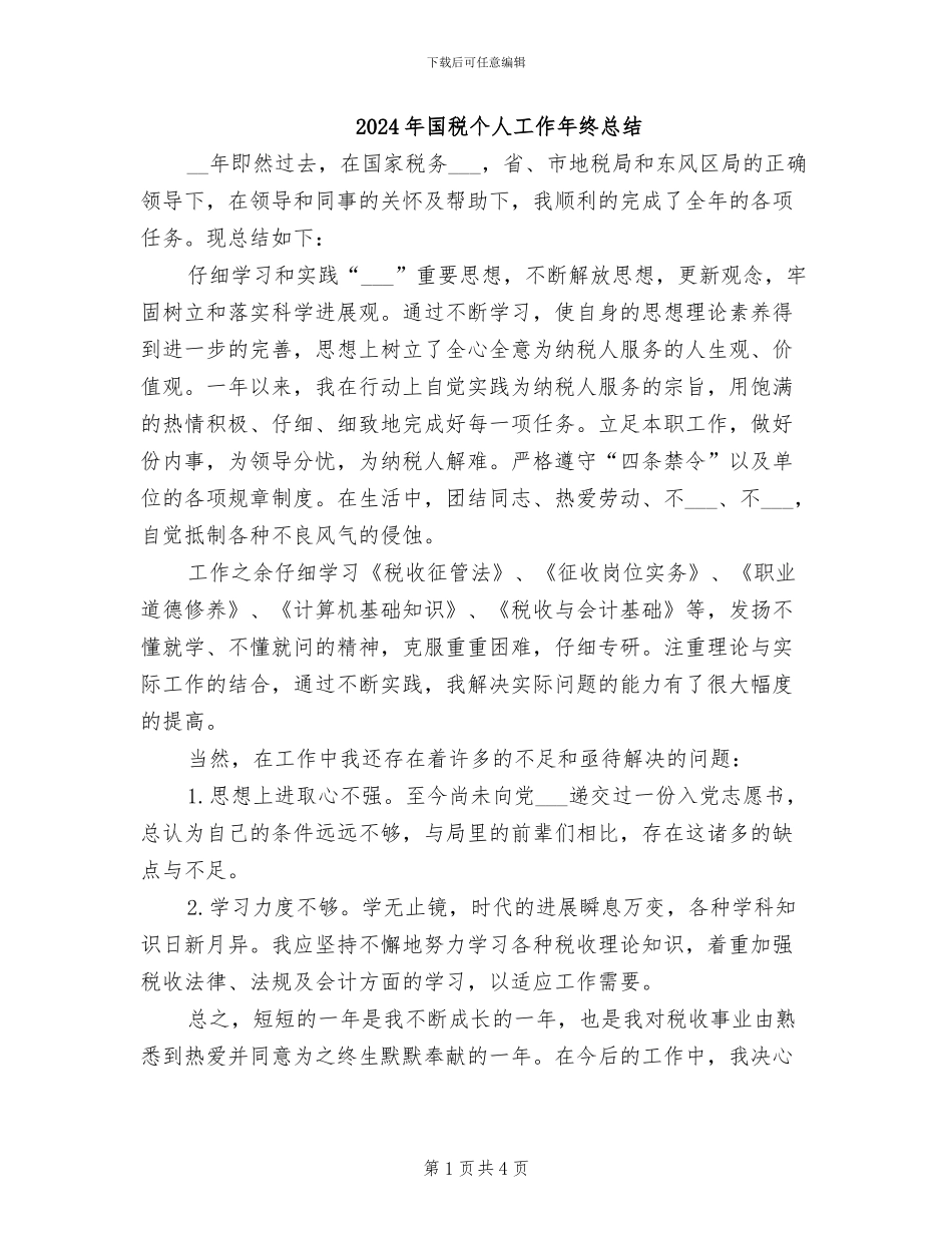 2024年国税个人工作年终总结_第1页