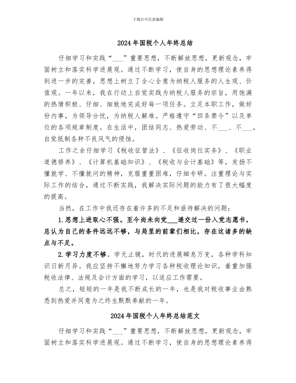 2024年国税个人年终总结_第1页
