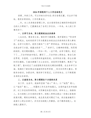 2024年国税局个人工作总结范文