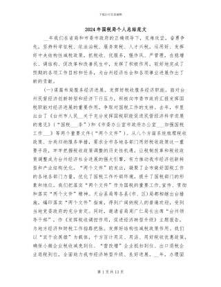 2024年国税局个人总结范文