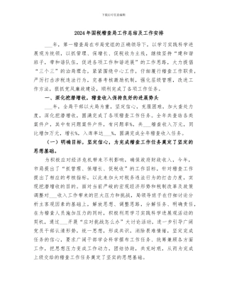 2024年国税稽查局工作总结及工作安排