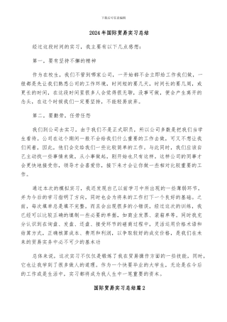 2024年国际贸易实习总结