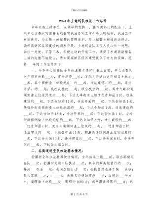 2024年土地巡队执法工作总结