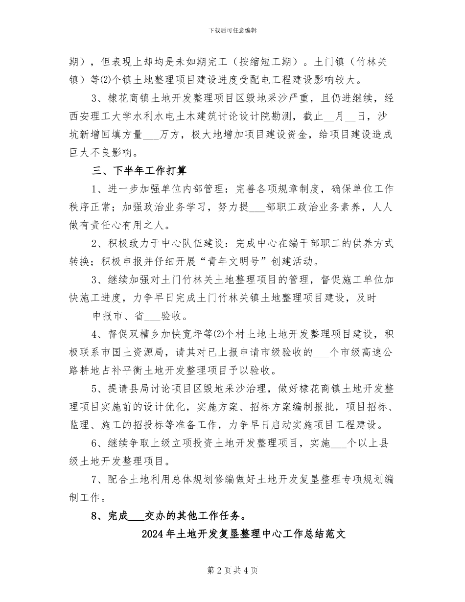 2024年土地开发复垦整理中心工作总结报告_第2页