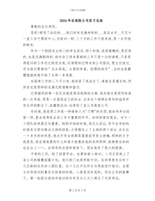 2024年在保险公司实习总结