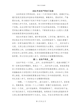 2024年在妇产科实习总结