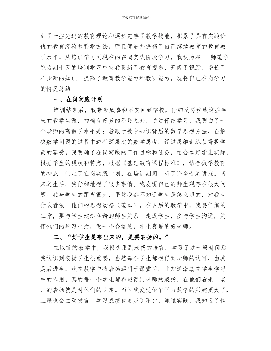 2024年在岗实践阶段总结_第3页