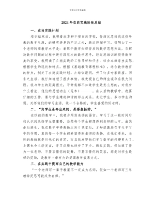 2024年在岗实践阶段总结