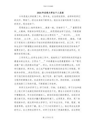 2024年在校大学生个人总结