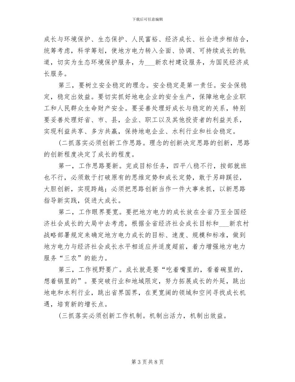 2024年地方电力工作大会小结发言_第3页