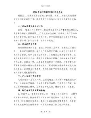 2024年地税局自查自纠工作总结