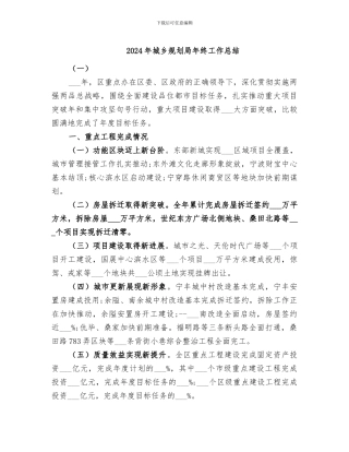 2024年城乡规划局年终工作总结