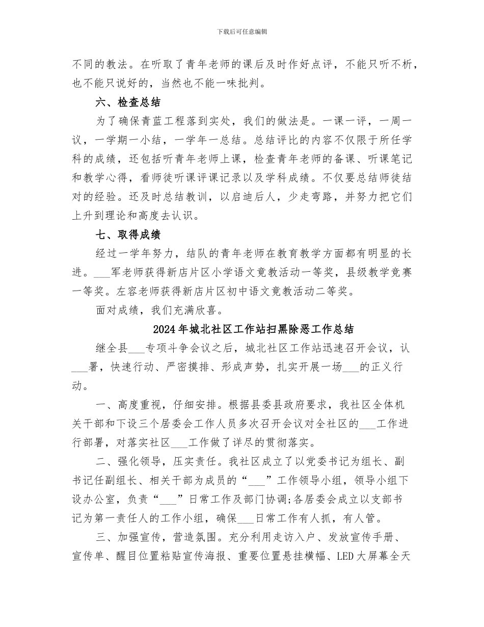 2024年城关小学青蓝工程工作总结范本_第3页