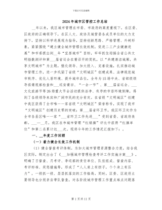 2024年城市区管控工作总结