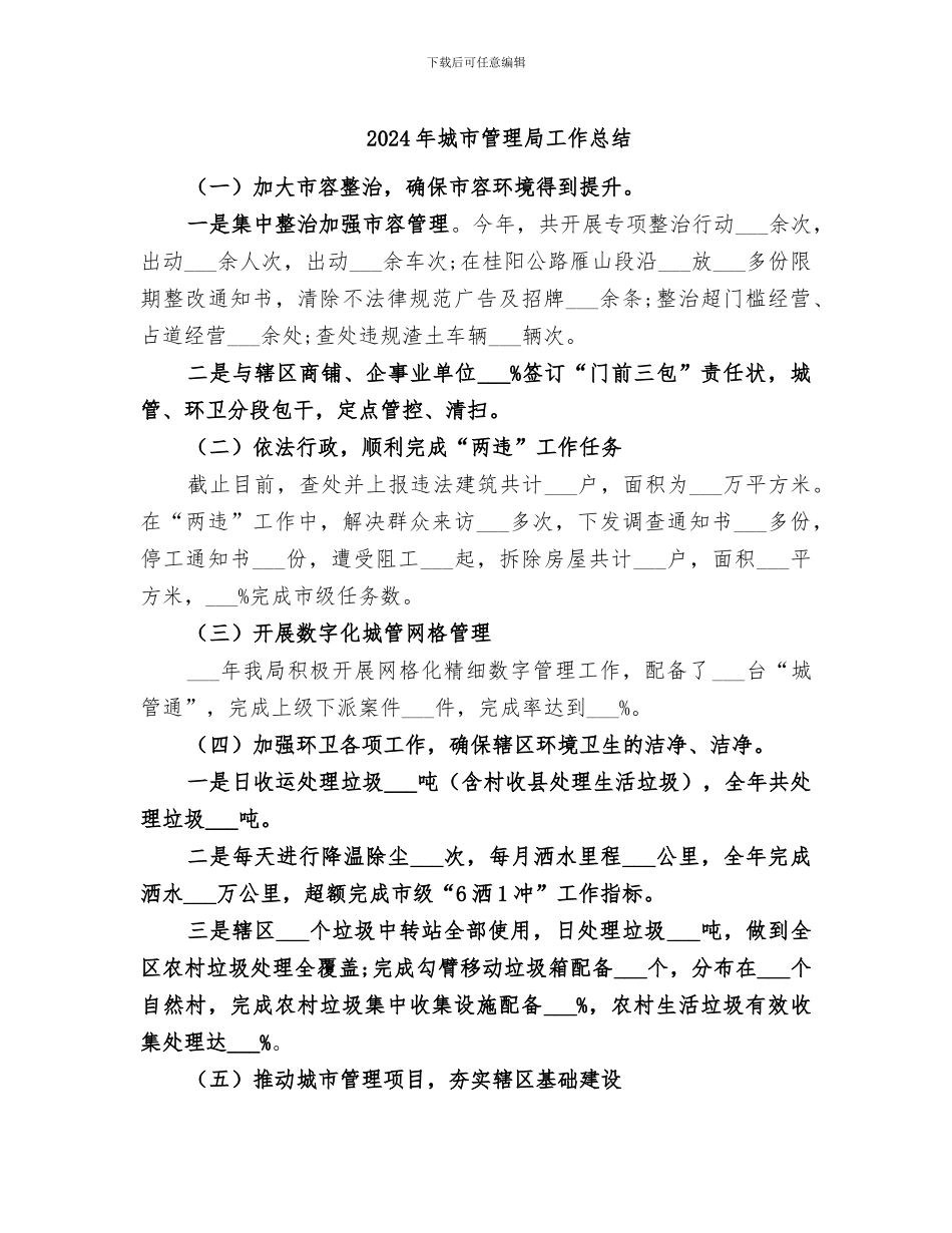 2024年城市管理局工作总结_第1页