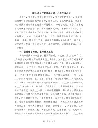 2024年城市管理执法者上半年工作小结
