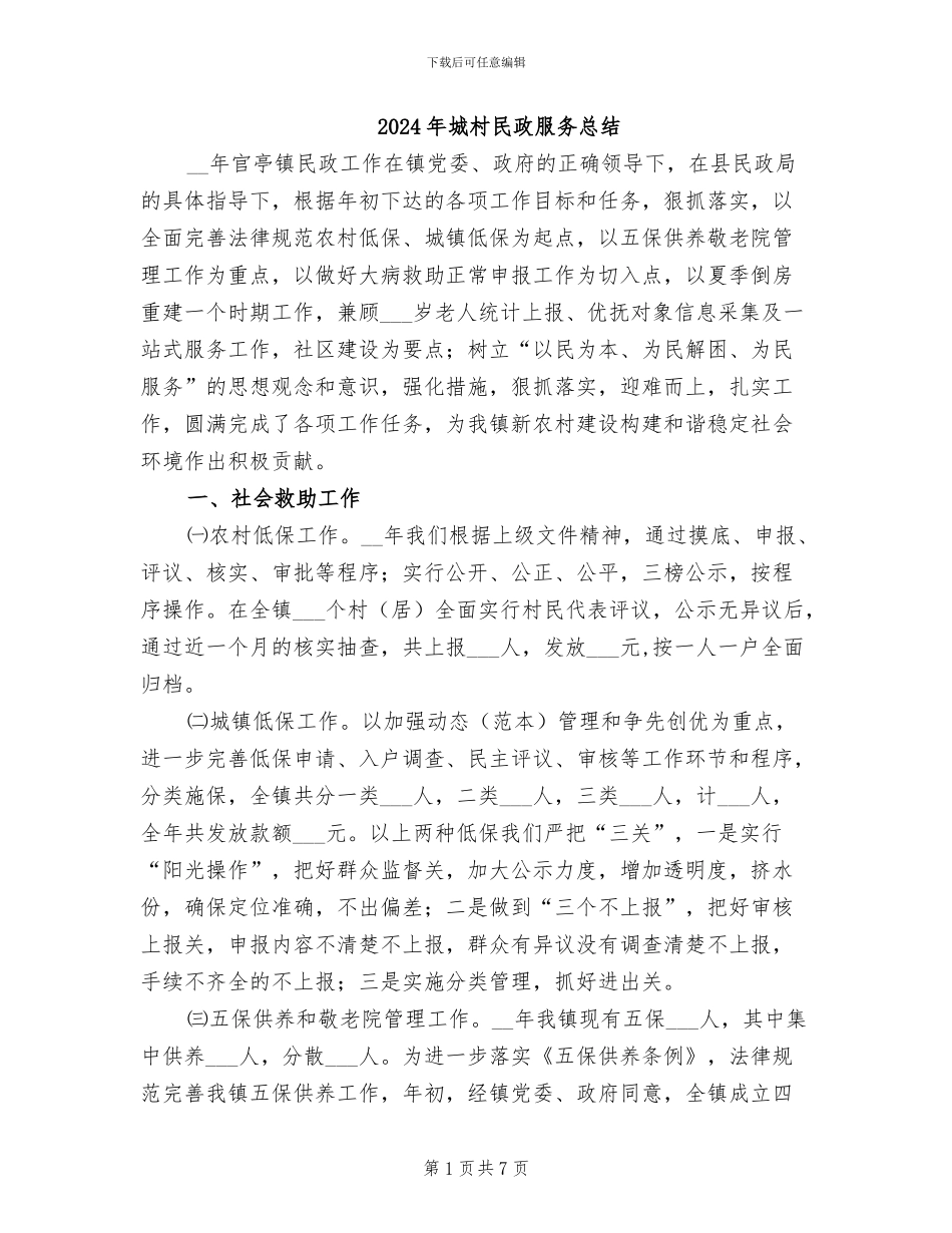 2024年城村民政服务总结_第1页
