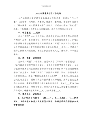 2024年城管局创卫工作总结