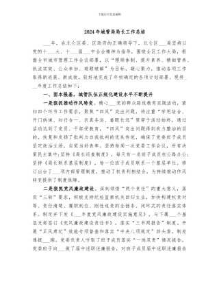 2024年城管局局长工作总结