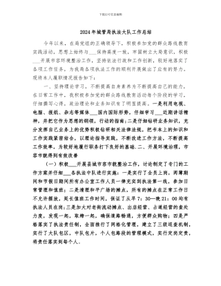 2024年城管局执法大队工作总结