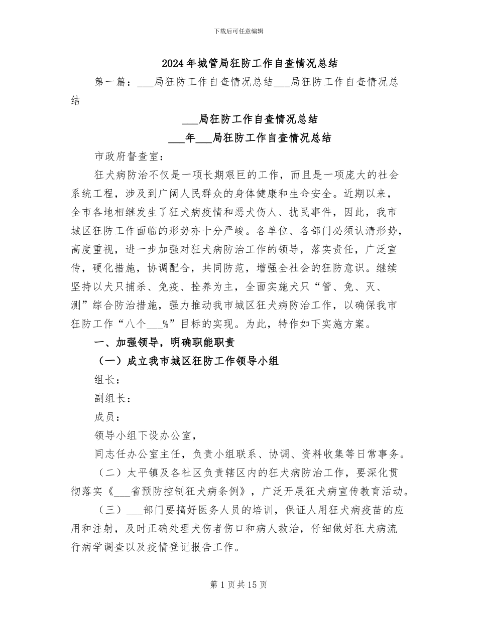 2024年城管局狂防工作自查情况总结_第1页