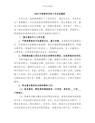 2024年城管局目标工作总结模板