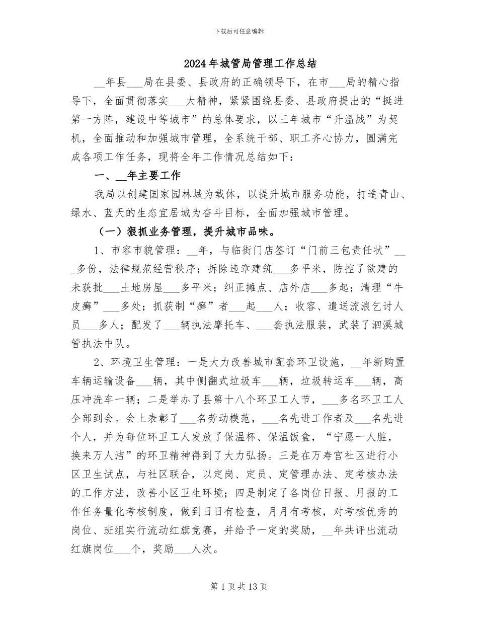 2024年城管局管理工作总结_第1页