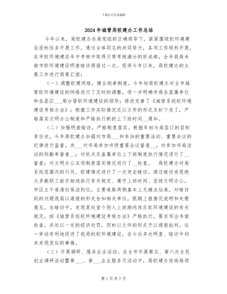 2024年城管局软建办工作总结