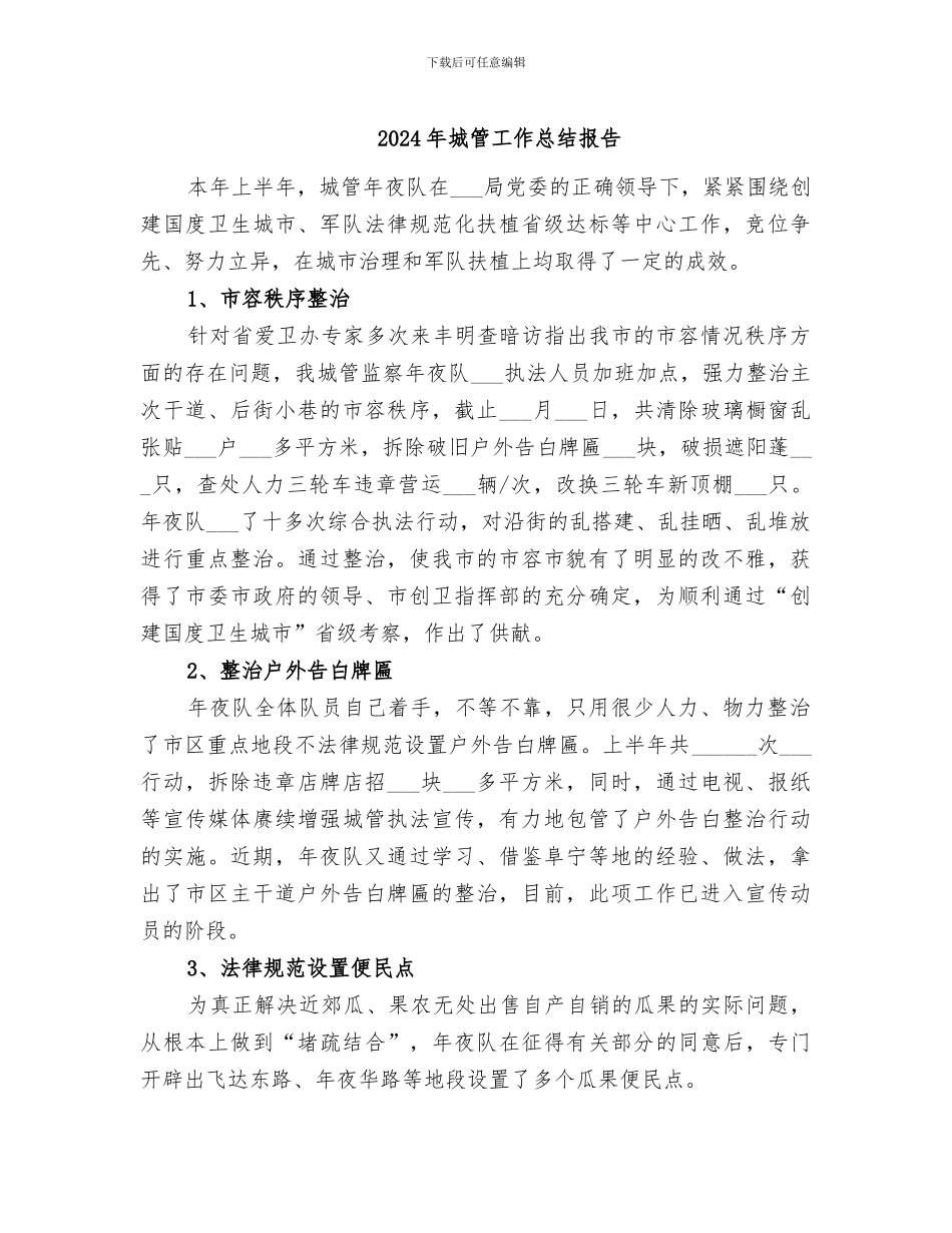 2024年城管工作总结报告_第1页