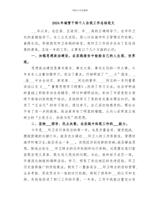 2024年城管干部个人自我工作总结范文