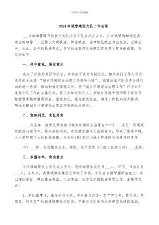 2024年城管建设大队工作总结