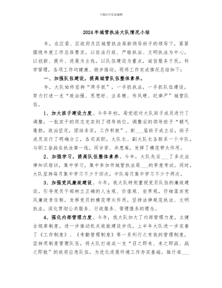 2024年城管执法大队情况小结