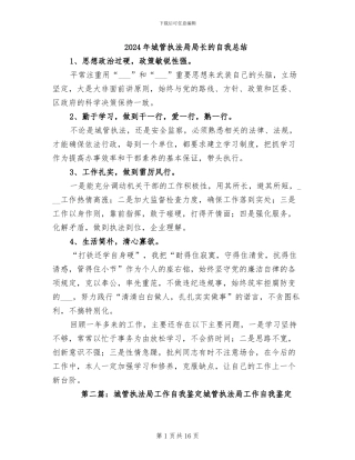 2024年城管执法局局长的自我总结