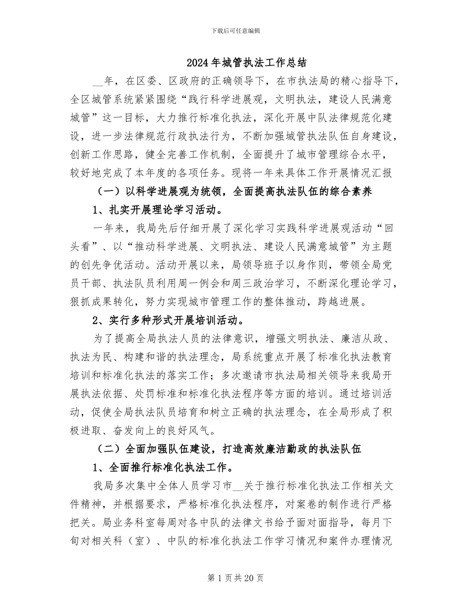 2024年城管执法工作总结_第1页