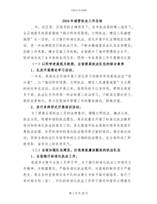 2024年城管执法工作总结