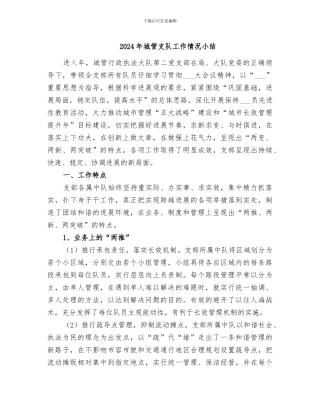 2024年城管支队工作情况小结