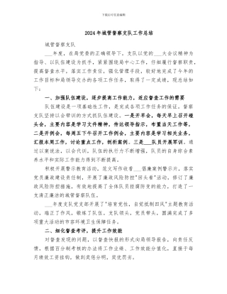 2024年城管督察支队工作总结