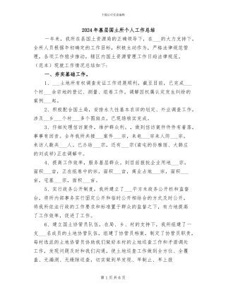 2024年基层国土所个人工作总结
